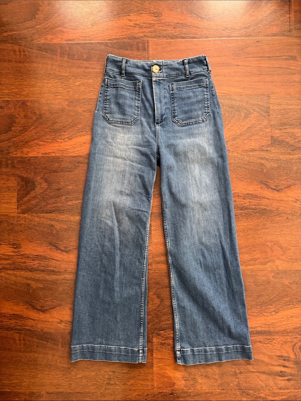 Maeve Colette High-Rise Wide-Leg Cropped Jeans 29 Tall